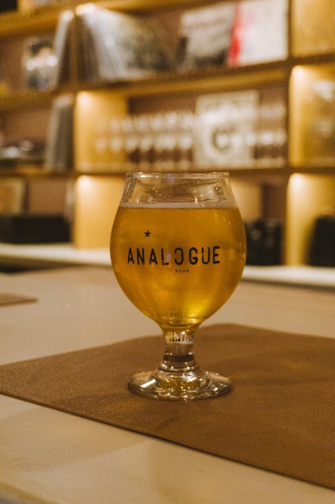 Analogue Room pint glass at the Solvang vinyl lounge and beer bar